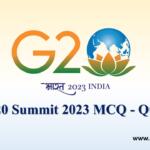 G20 Summit 2023 MCQ - Quiz